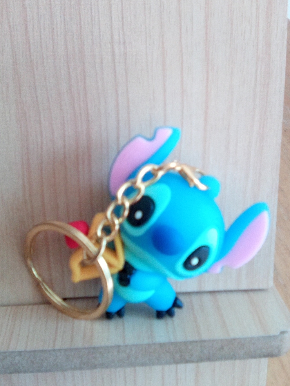 Blue Cupid Character Keychain Plush Toy with Gold Ring